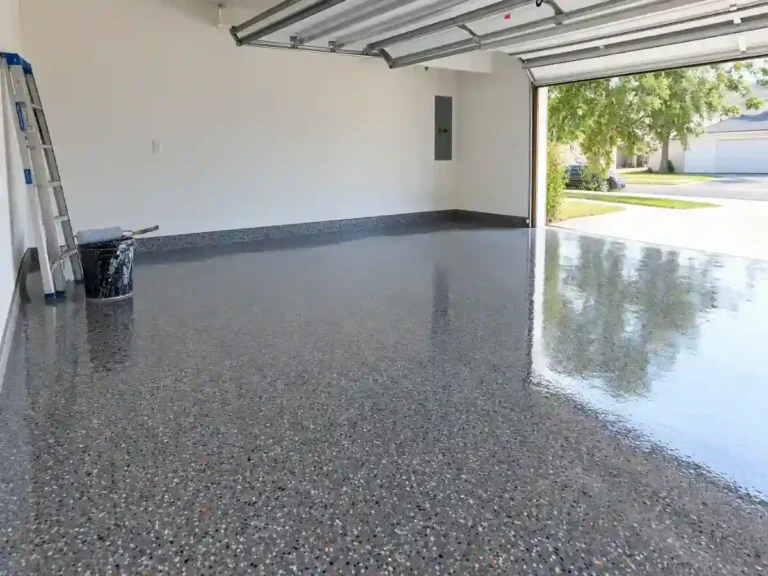 Flake epoxy garage floor